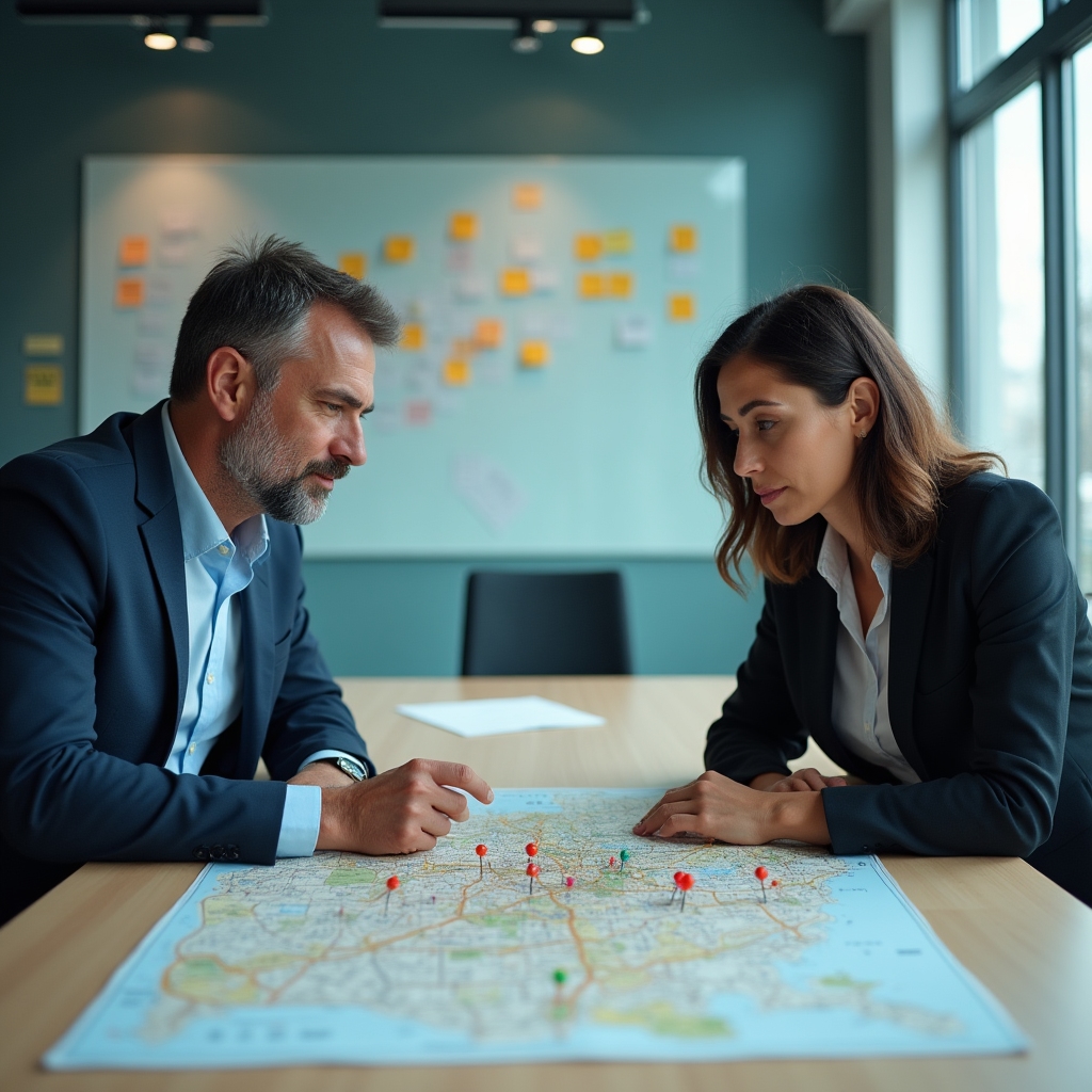 Gründerteam plant die Expansion auf einen weiteren Standort am Besprechungstisch