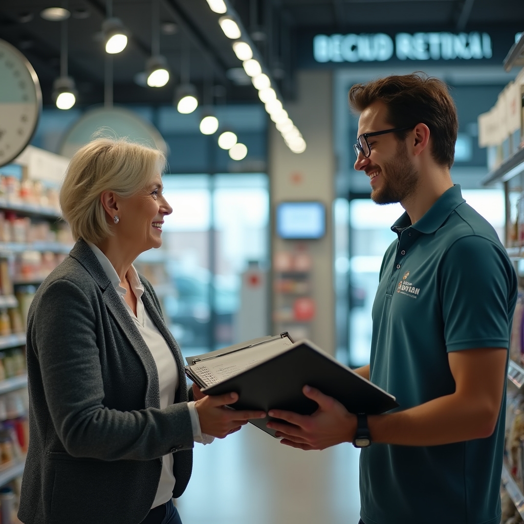 Übergabe eines Standardhandbuchs an eine neue Filialleitung